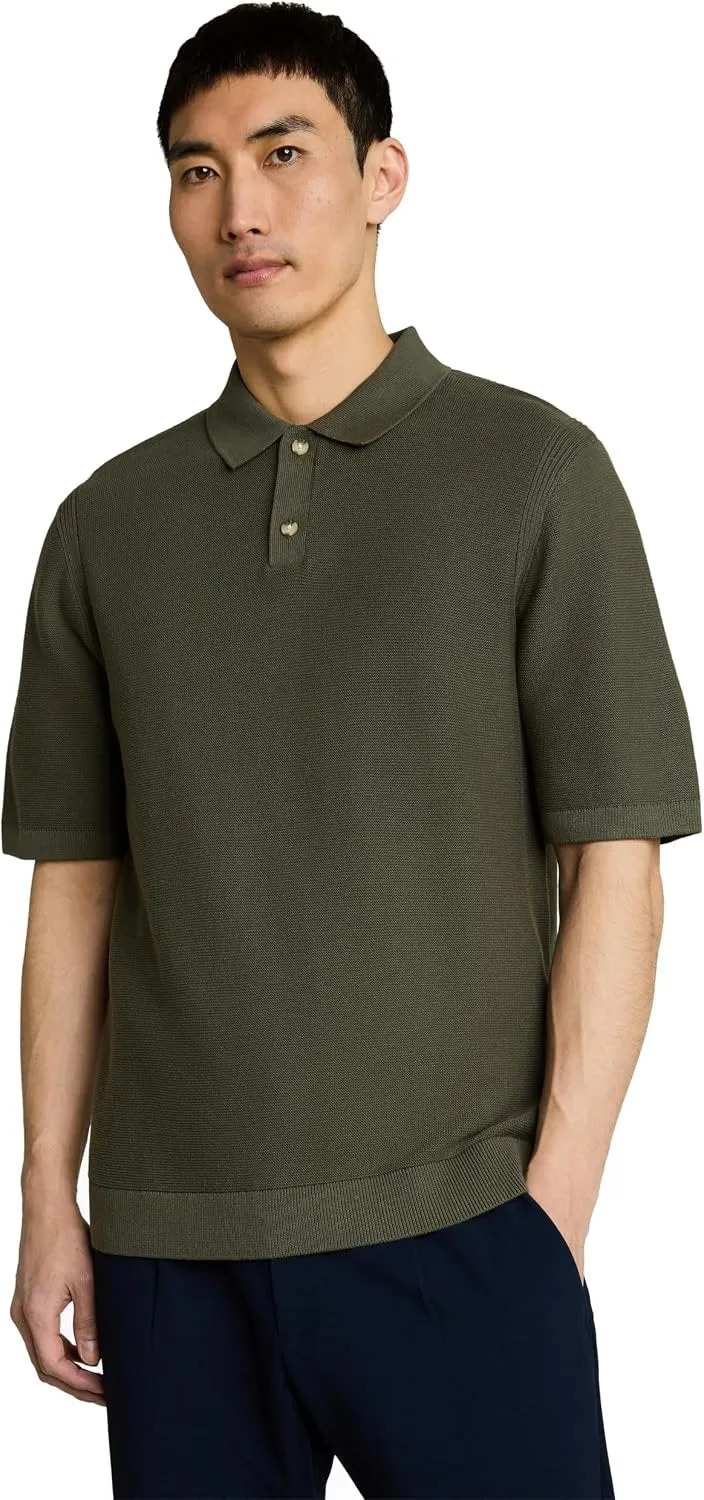 Tom Tailor knit basic polo, deep leaf green - 100067486