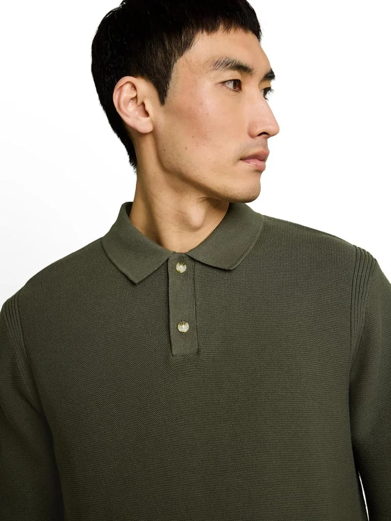 Tom Tailor knit basic polo, deep leaf green - 100067486