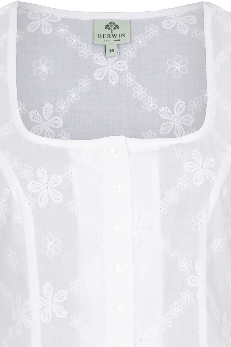 Damen Trachten-Miederbluse mit Blumenstickerei