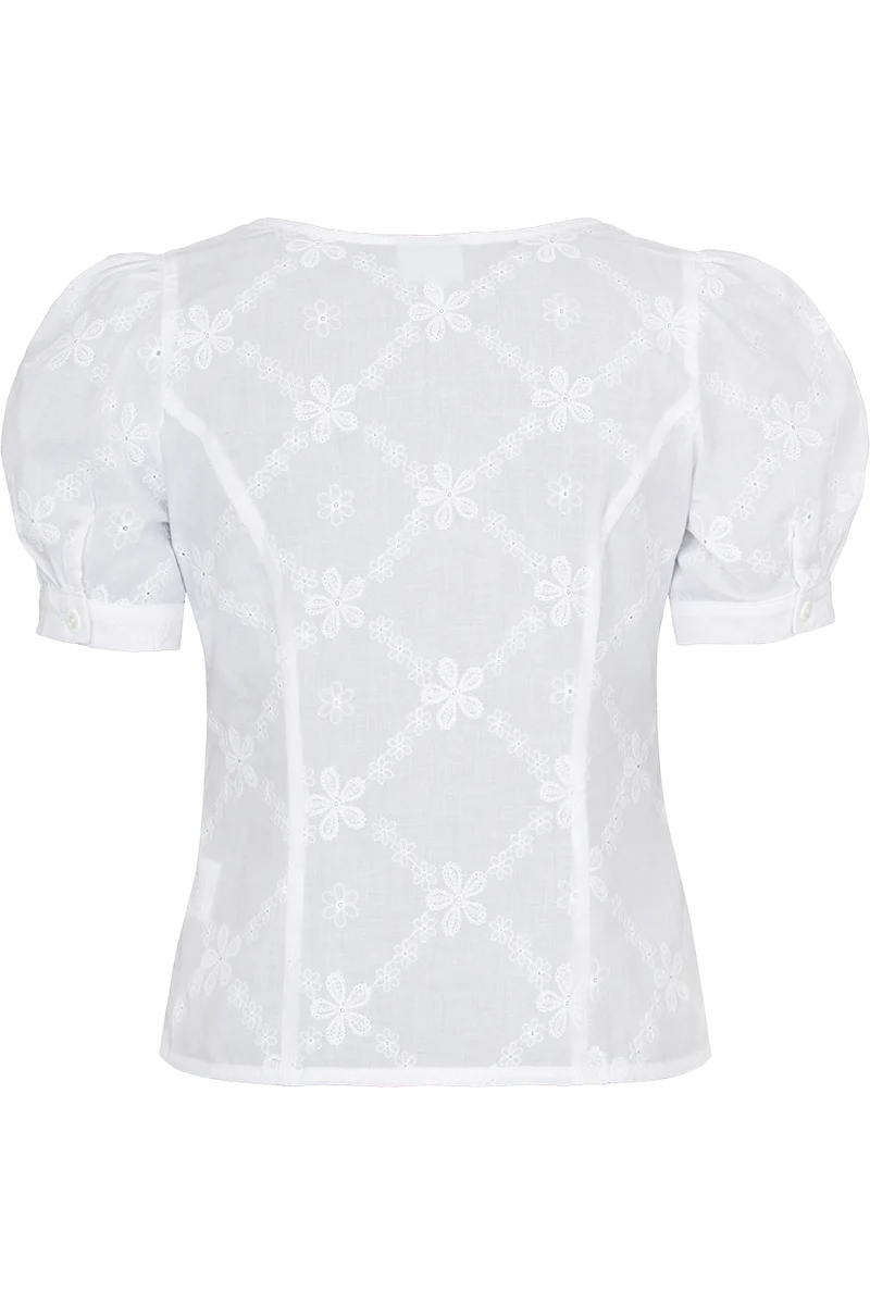Damen Trachten-Miederbluse mit Blumenstickerei