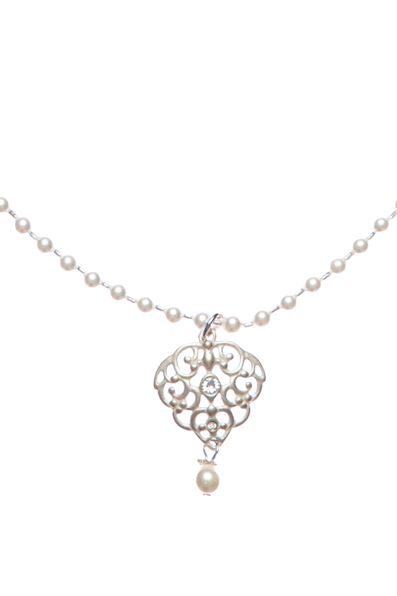 Damen Perlencollier mit Ornament-Anhänger
