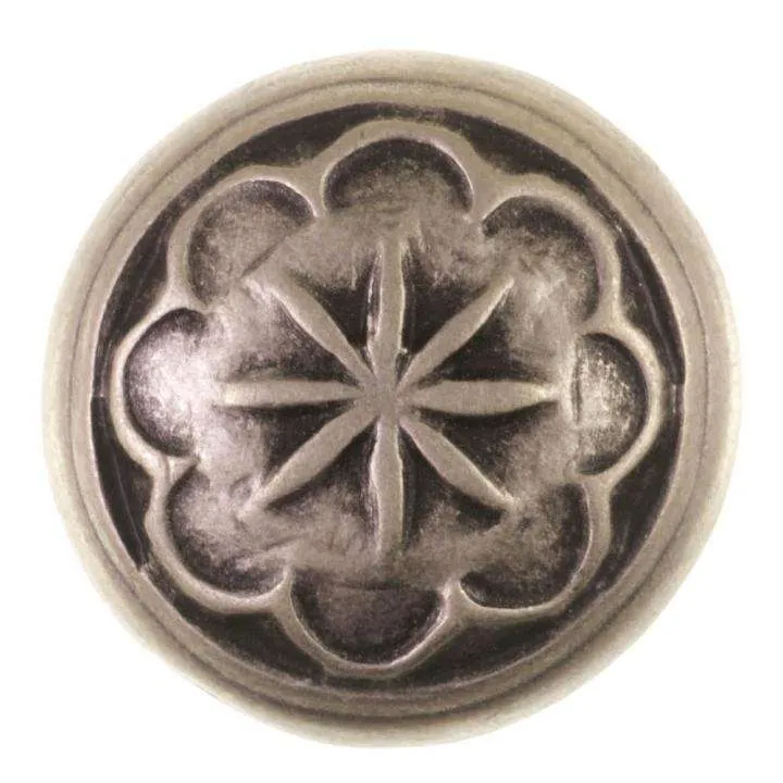 Metallknopf Blumenmotiv Altsilber-Silber – Öse MK-508AS