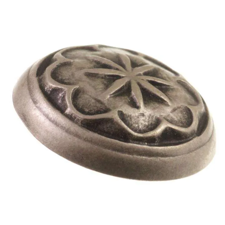 Metallknopf Blumenmotiv Altsilber-Silber – Öse MK-508AS