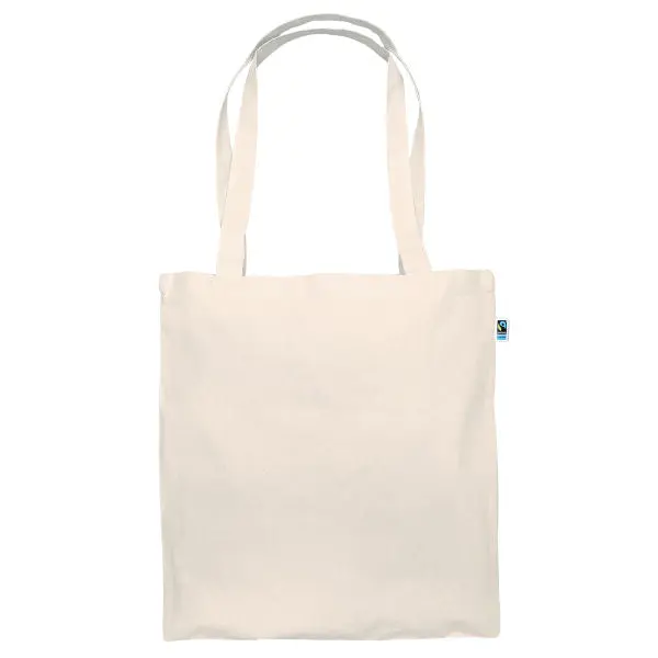Fairtrade-Baumwolltasche, Natur, Lange Henkel, Nachhaltig & Praktisch
