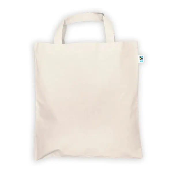 Fairtrade-Baumwolle Einkaufstasche, Natur, Kurze Henkel, Umweltfreundlich