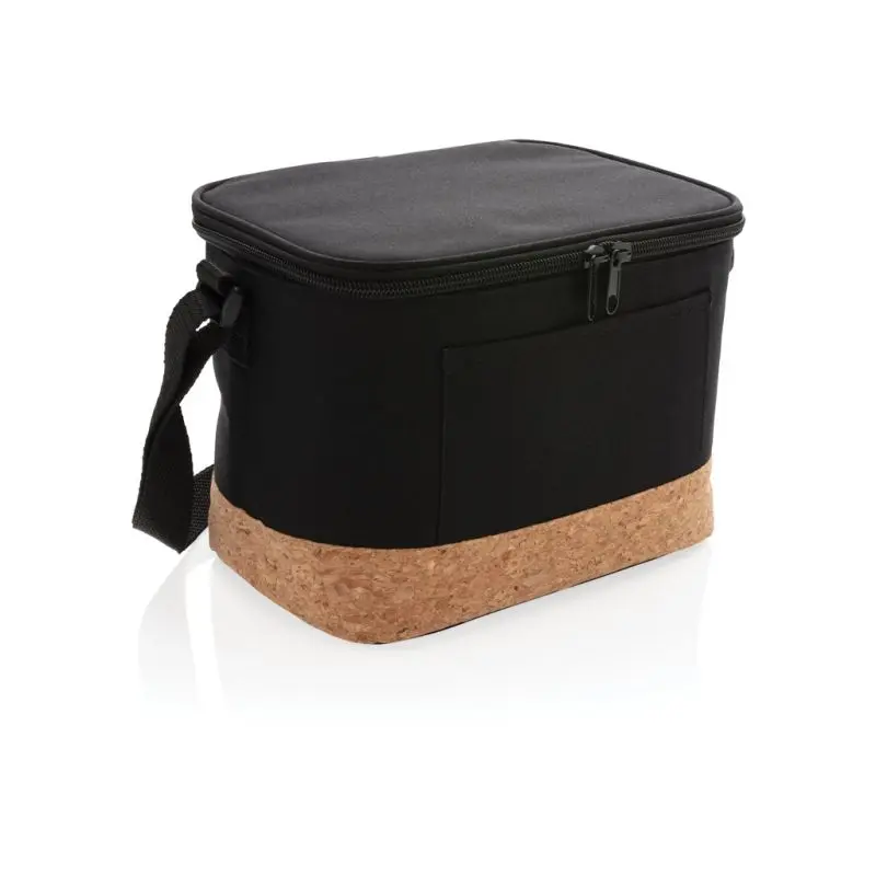 Two-Tone Kühltasche mit Korkdetails - Schwarz, Isolierte Picknicktasche, Stilvoll und Praktisch