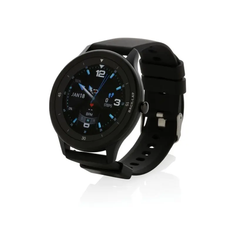 Schwarze Swiss Peak Uhr aus RCS-zertifiziertem recyceltem TPU