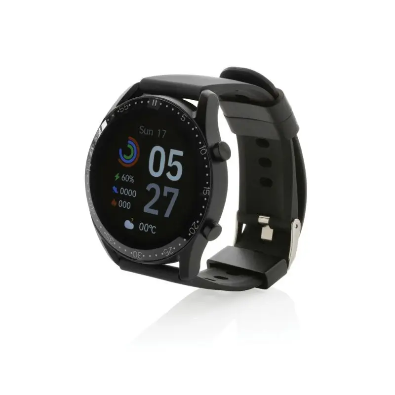 Runde Schwarze Fitness-Uhr aus RCS-zertifiziertem recyceltem TPU