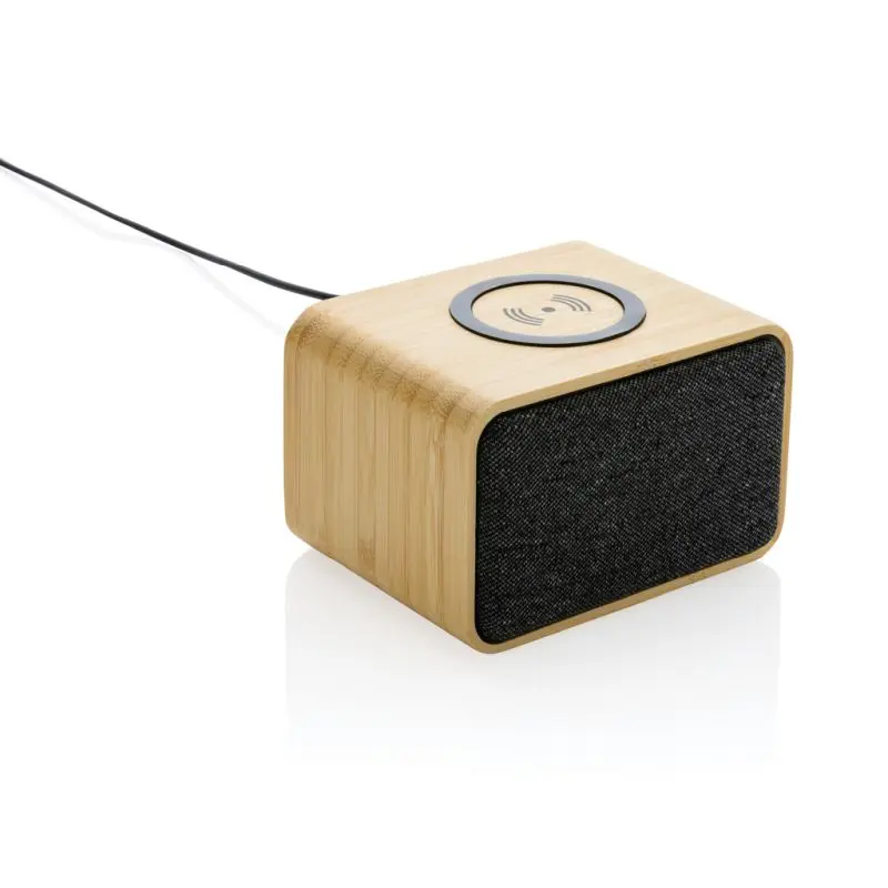 3W EcoTune Lautsprecher & 5W Wireless Charger aus RCS-Kunststoff & FSC Bambus - Braun