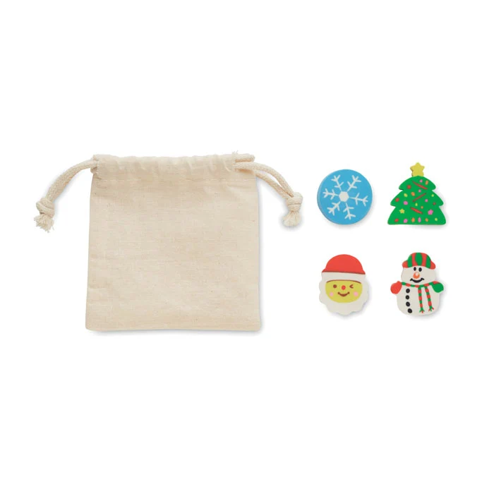 Set mit 4 Weihnachtsradiergummis