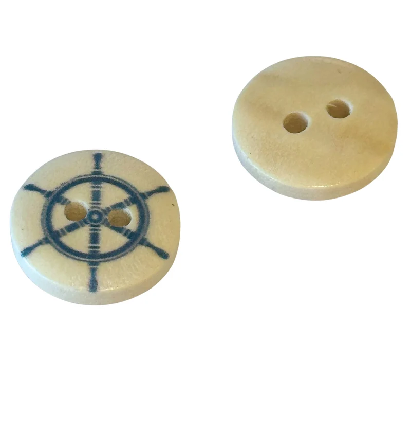 Holzknopf Blau/Creme/Natur 2-Loch – HK-102-7-R