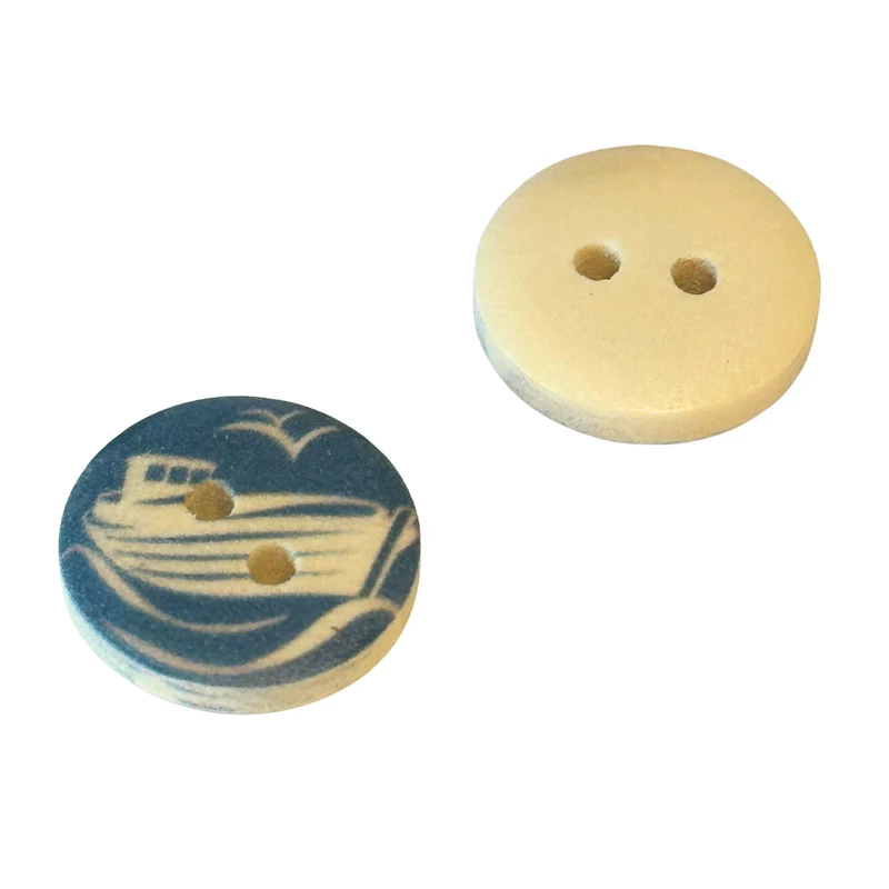 Holzknopf Blau/Creme/Natur 2-Loch – HK-102-6-R