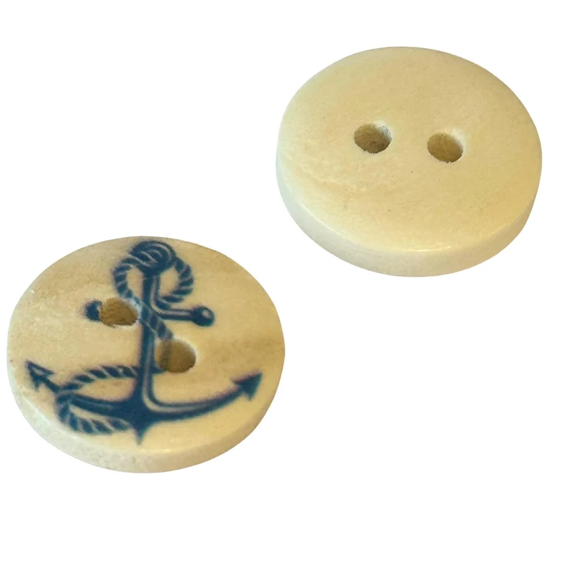 Holzknopf Blau/Creme/Natur 2-Loch – HK-102-5-R