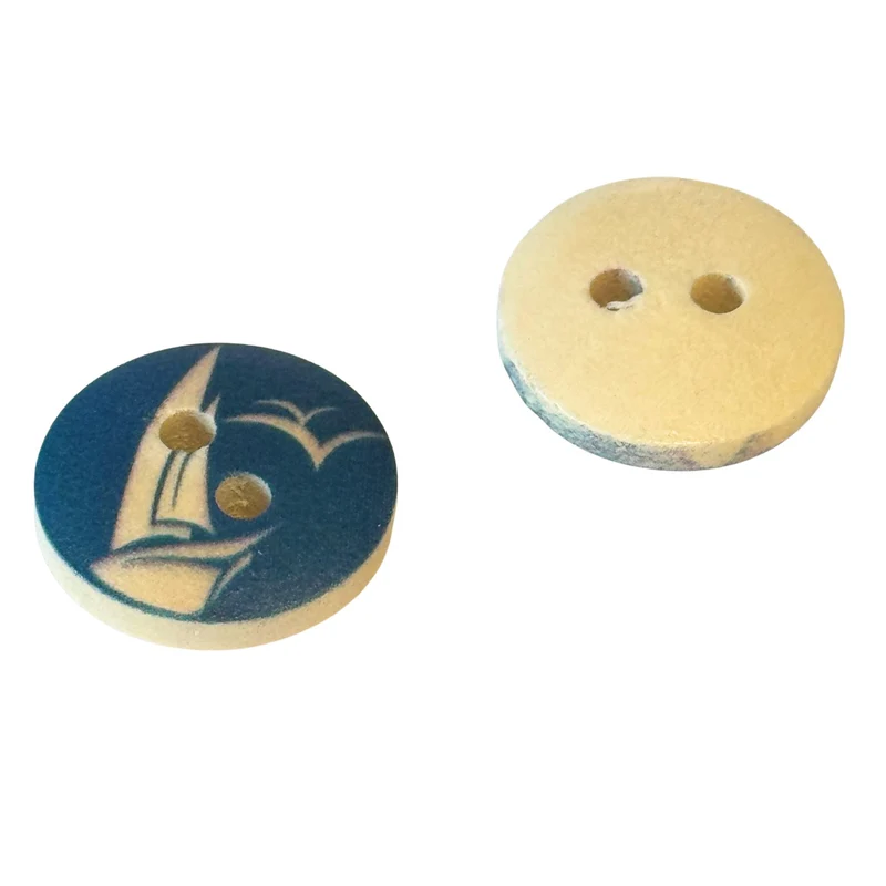 Holzknopf Blau/Creme/Natur 2-Loch – HK-102-4-R