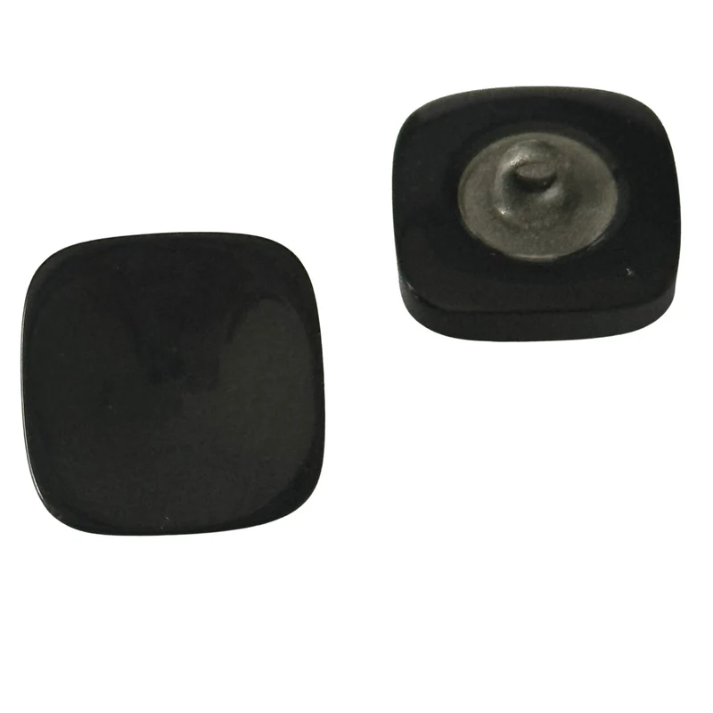 Quadratischer Blusenknopf Perlmuttimitat mit Öse Schwarz KS-9