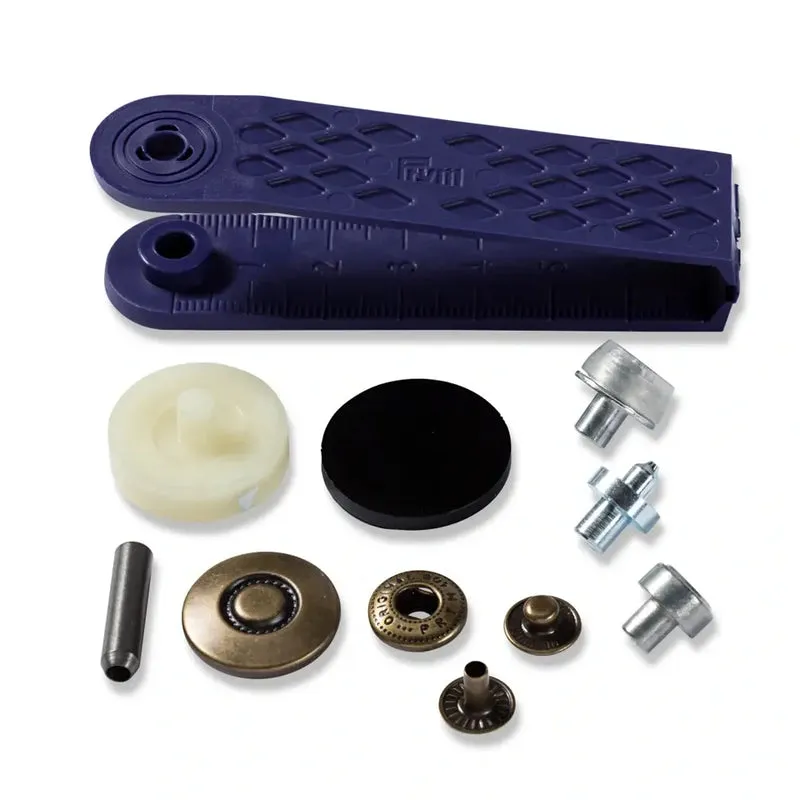 Druckknopf-Set mit Werkzeug Messingfarben 20 mm – Messingknopf NKW-3