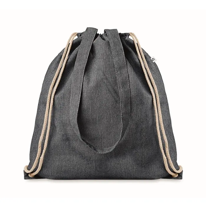 Recycelter Kordelzugbeutel MOIRA DUO - Praktische Tragetasche aus recyceltem Material, Blau