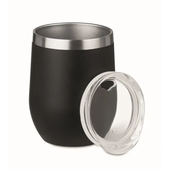 CHIN CHIN Doppelwandiger Trinkbecher 450ml in Schwarz: Stilvoll & Effizient