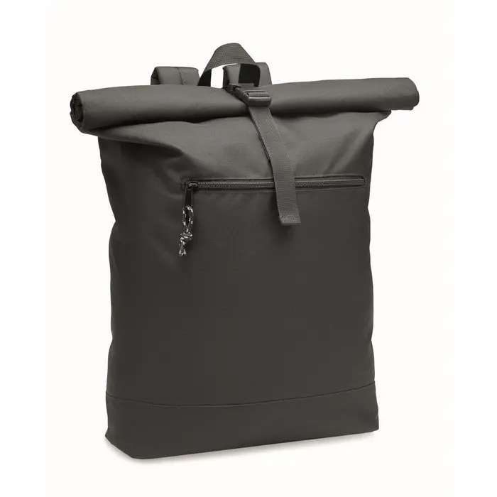 Rolltop-Rucksack 600D RPET NAPA - schwarz - nachhaltiger und stilvoller Begleiter für Alltag und Reisen