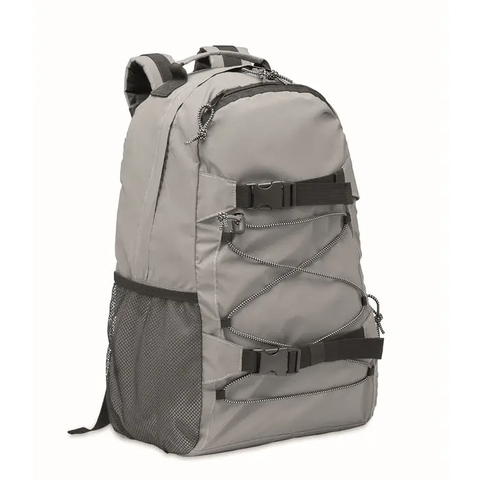 Reflektierender Rucksack 190T BRIGHT SPORTBAG - mattsilber - sicher und stilvoll für Sport und Freizeit