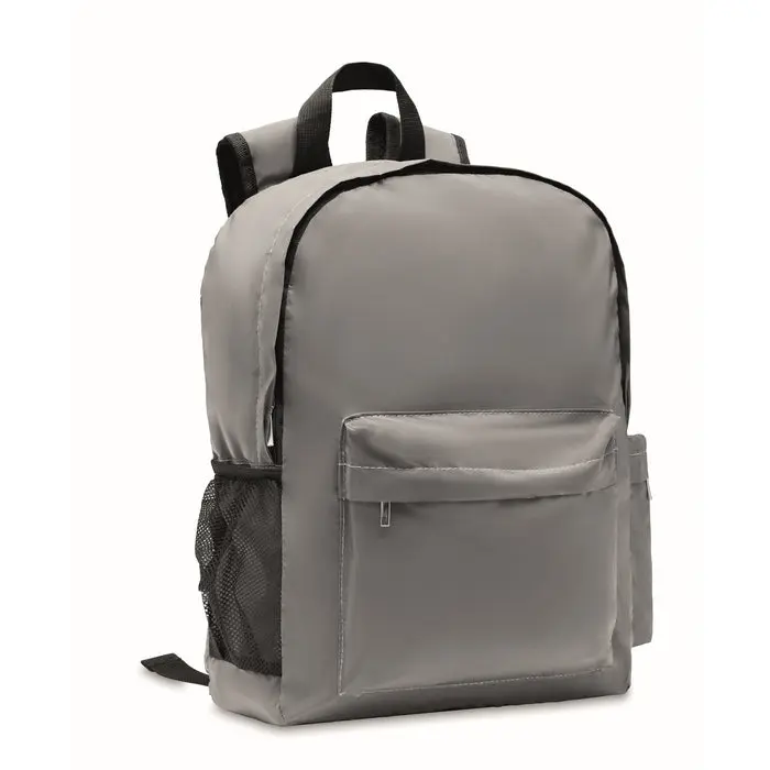 Reflektierender Rucksack 190T BRIGHT BACKPACK - mattsilber - sicher und stilvoll für Alltag und Freizeit