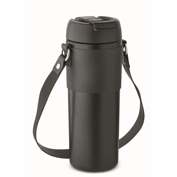 AIRA Doppelwandiger Becher 700ml in Schwarz: Groß, Stilvoll & Thermisch Effektiv