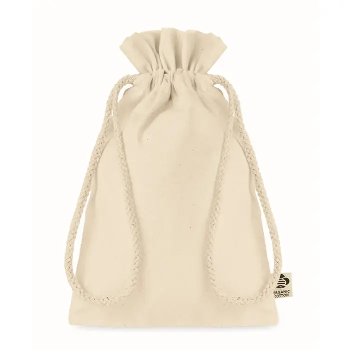 Kleiner Beutel aus Bio-Baumwolle AMBER SMALL - beige, praktisch und umweltfreundlich