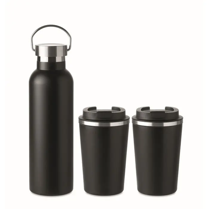 Schwarz HELSINKI SET Doppelwandiges Edelstahl-Set