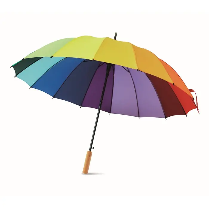 Bunter Regenschirm BOWBRELLA - Regenbogenfarben, Windfest & Stilvoller Wetterschutz