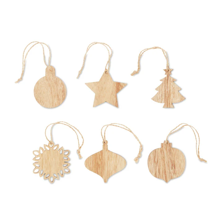 Satz von Weihnachtsschmuck aus Holz