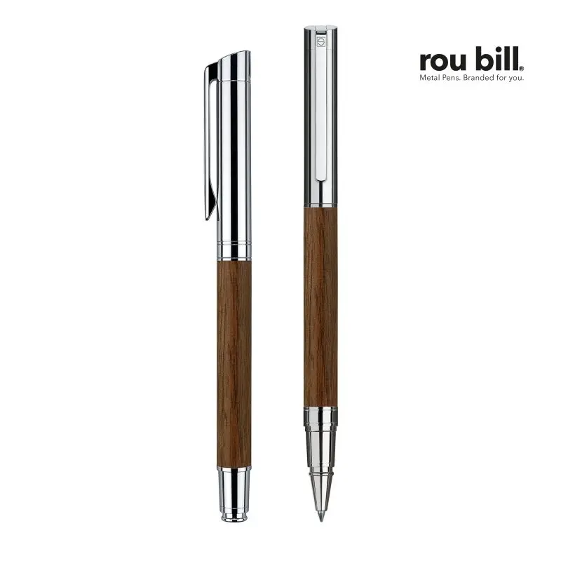 Edler Tizio Rollerball Stift in Silber-Braun: Eleganz & Präzision
