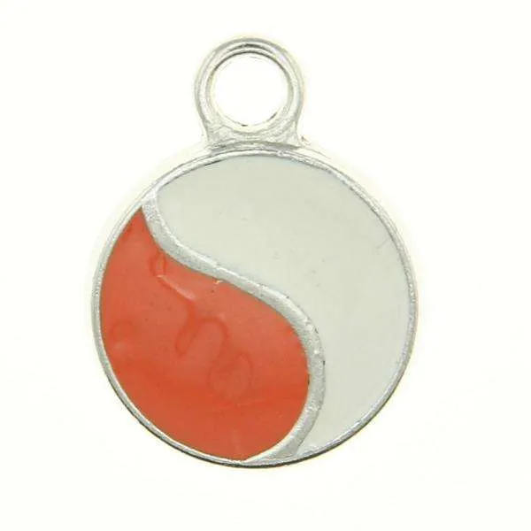 Schmuck Anhänger Ying Yang Weiß Orange – Metallanhänger AN-67