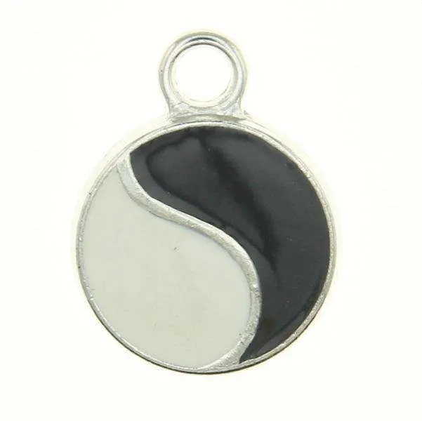 Schmuck Anhänger Ying Yang Silberfarben Weiß Schwarz – Metallanhänger AN-67