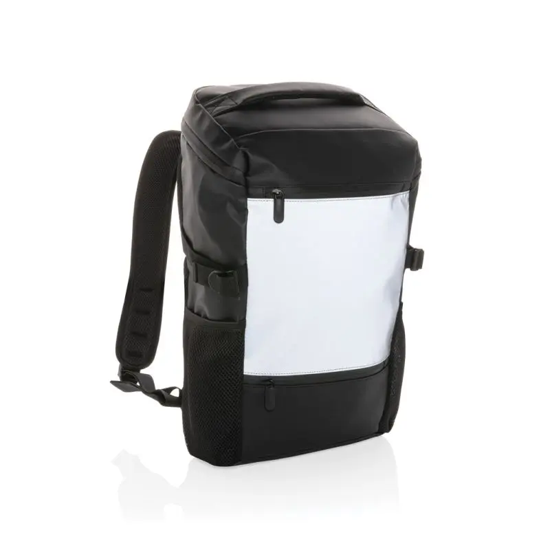 PU-Easy-Access Hochsichtbarer Laptop-Rucksack 15.6, Schwarz