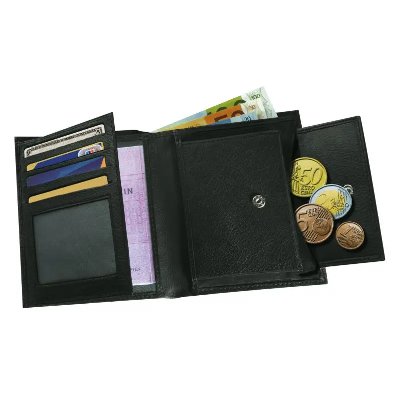 MESSINA Echtleder-Geldbörse - Schwarz Luxuriöse und elegante Brieftasche für Damen und Herren