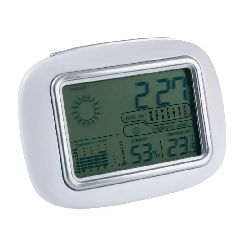 CALOR Wetterstation und Tischuhr - Elegantes Weiß