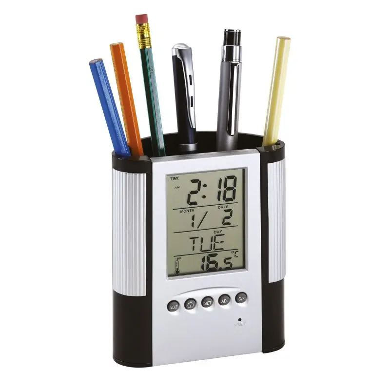 Schwarz-Silberner BUTLER LCD-Wecker – Moderner Digitalwecker für den Nachttisch