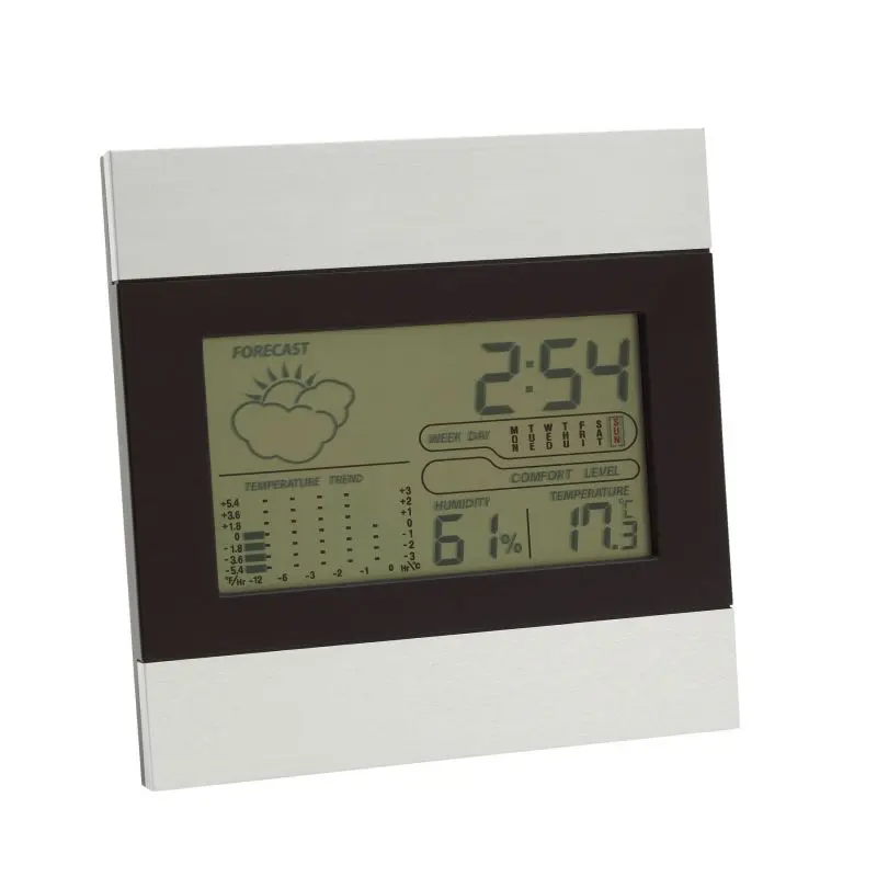 SHINY DAY Wetterstation - Elegant Schwarz-Silber, Multifunktionale Anzeige