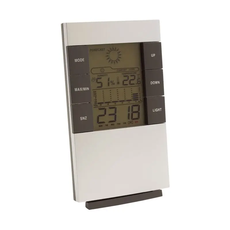 SUNNY TIMES Wetterstation - Grau und Silber Thermometer, Hygrometer und Uhr für Innenräume