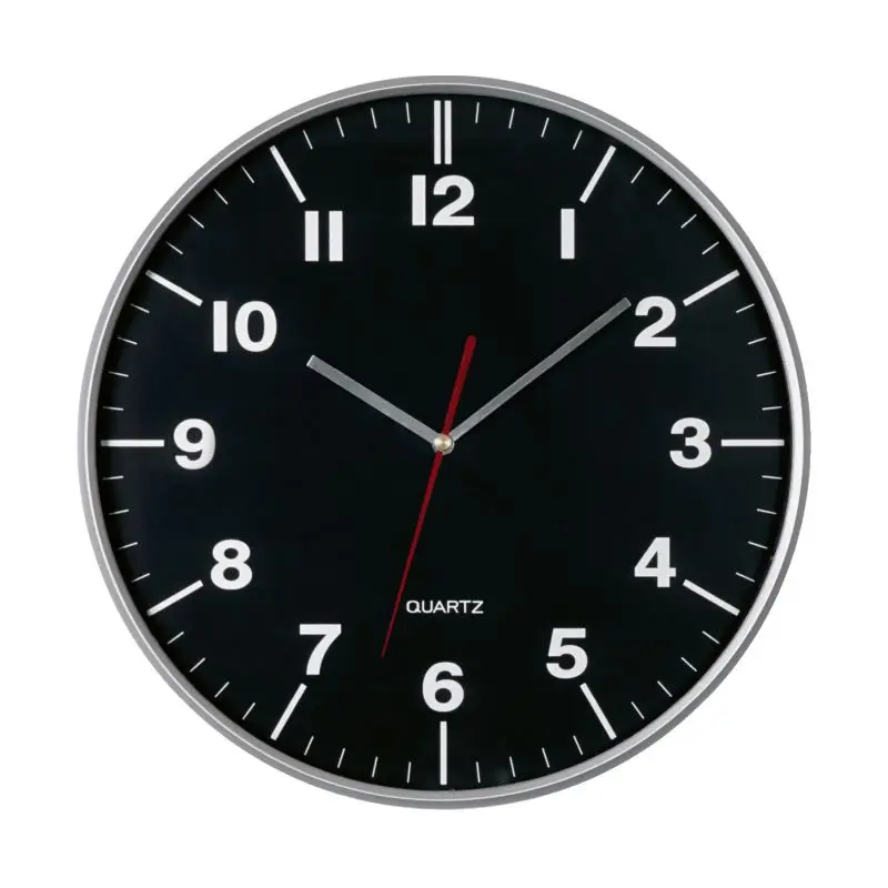 HEMERA Wanduhr - Elegantes Schwarz-Silber, Modernes Design, 30 cm