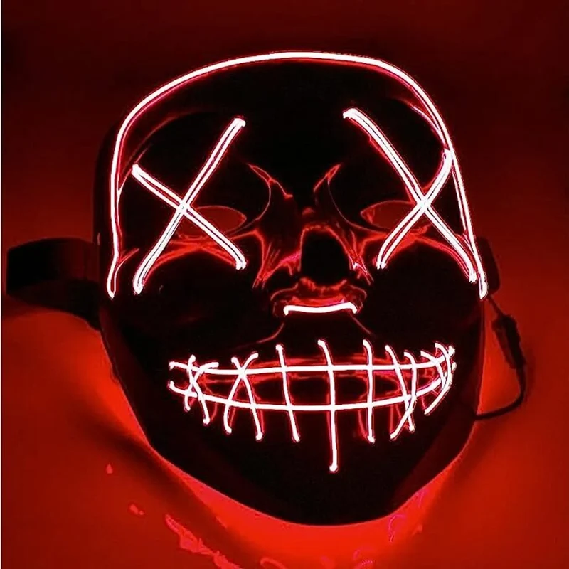 LED Grusel rot Maske - wie aus Purge steuerbar, Gesicht leuchtend, LED Maske für Halloween, Fasching & Karneval