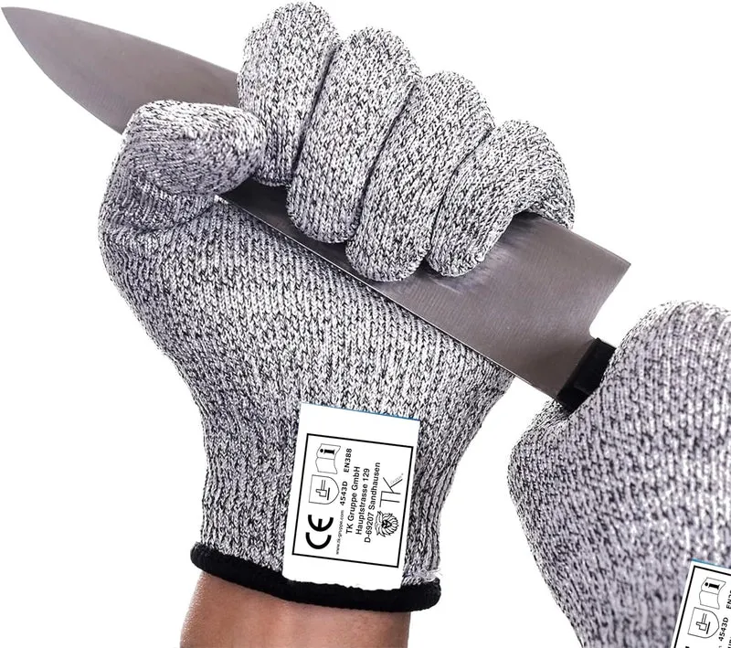 Premium Schnittschutzhandschuhe EN 388 - Unisex Größe 10 - Schnittfeste Handschuhe & Küchenhandschuhe - Kettenhandschuhe silber für Damen & Herren