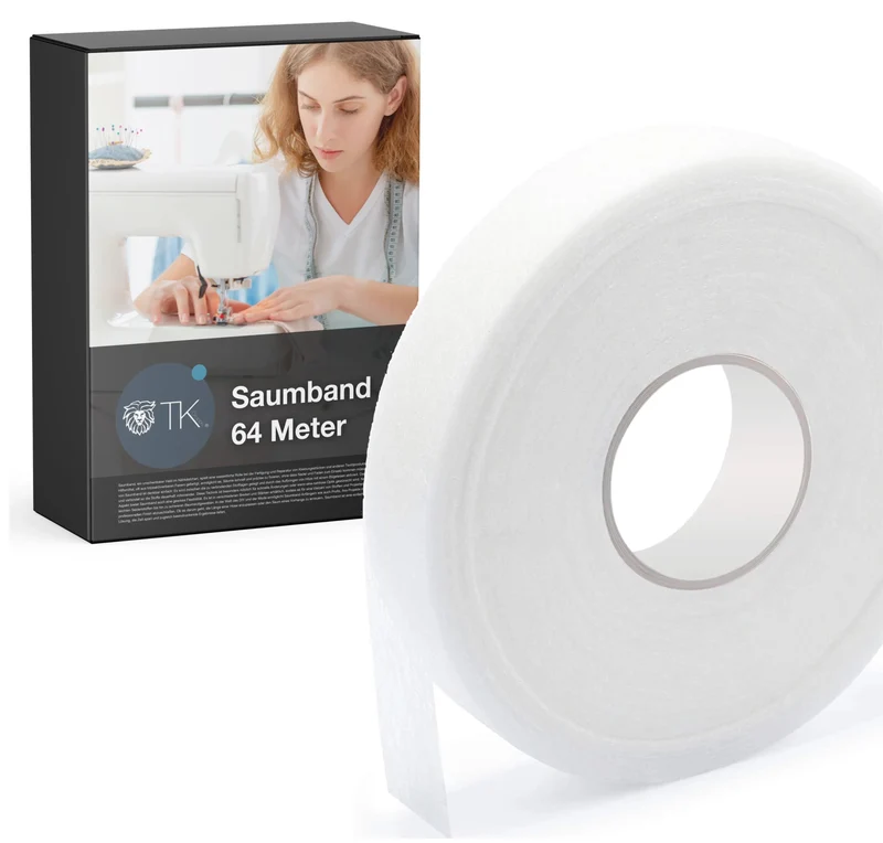 Saumband 64 meter - Bügelband zum Aufbügeln & kürzen von Textilien - Kleidung - Gardinen - waschfest