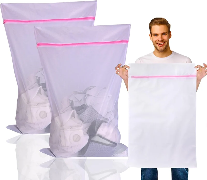 2x XXL Premium Wäschenetz 60x90 cm Set Groß - Netz für Waschmaschine - Wäschesack - Waschsack & Wäschebeutel mit Reißverschluss