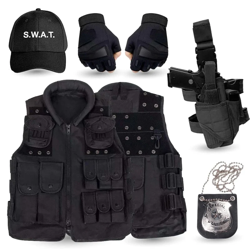 6 in 1 SWAT Unisex Kostüm für Herren & Damen Set für Karneval & Fasching & Halloween
