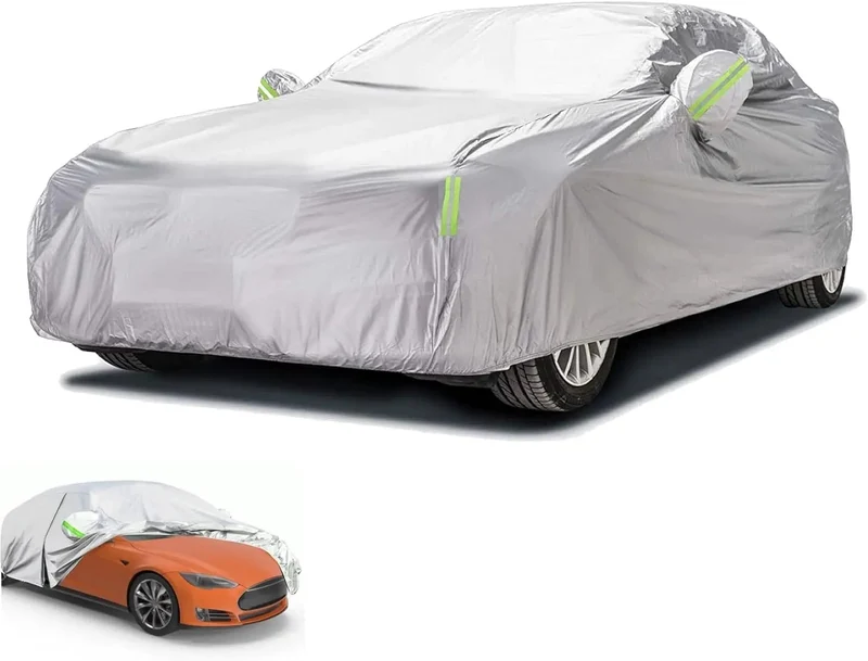 Autoschutzhülle Auto Abdeckung - Car Cover - Autoplane Silber Hülle Plane wasserdicht - für alle Arten von PKW / KFZ Autoabdeckung Abdeckplane (1)