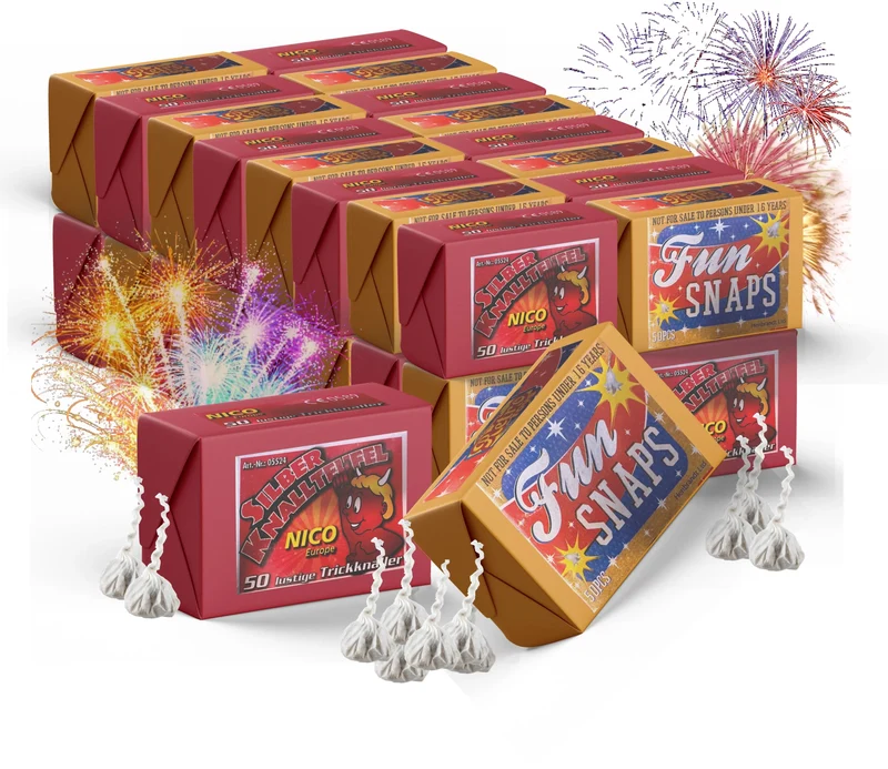 1000x Knallerbsen - Fun Snaps Feuerwerk Silvester Kat. F1 Display wie Knallteufel Knaller für Jugendlichen & Kinder Jugendfeuerwerk (1000x)