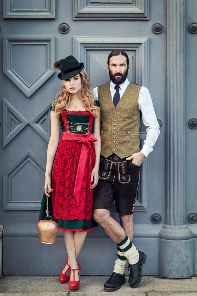 DIRNDL LODEN WALDGRÜN/ROT