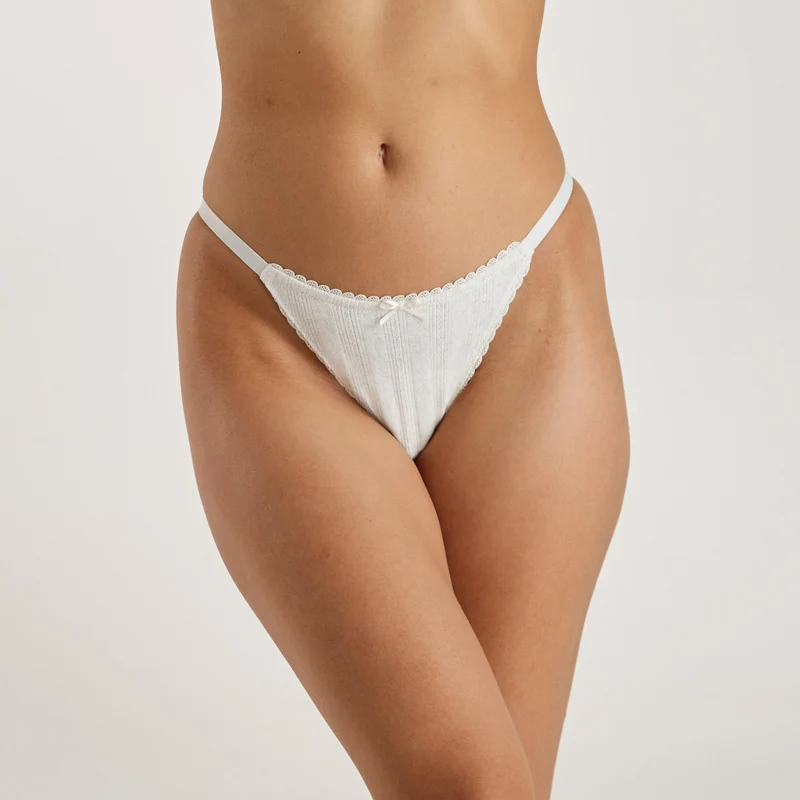Pointelle Triangle Brazilian Slip - Hafermilch