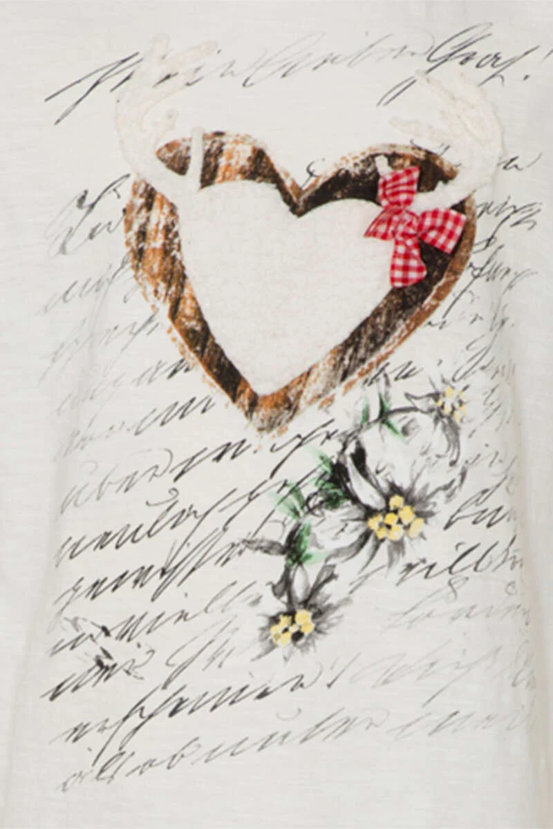 Kinder Trachtenshirt mit flauschigem Herzaufnäher